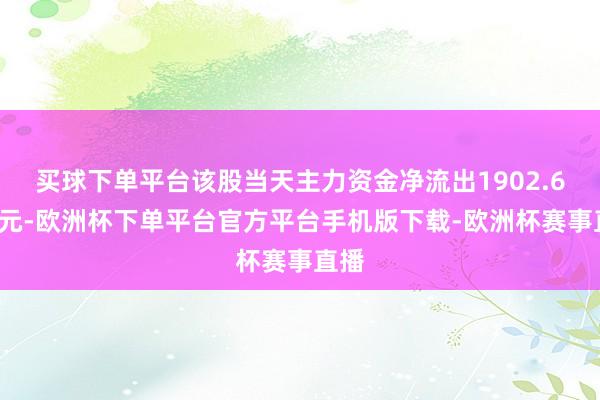 买球下单平台该股当天主力资金净流出1902.68万元-欧洲杯下单平台官方平台手机版下载-欧洲杯赛事直播