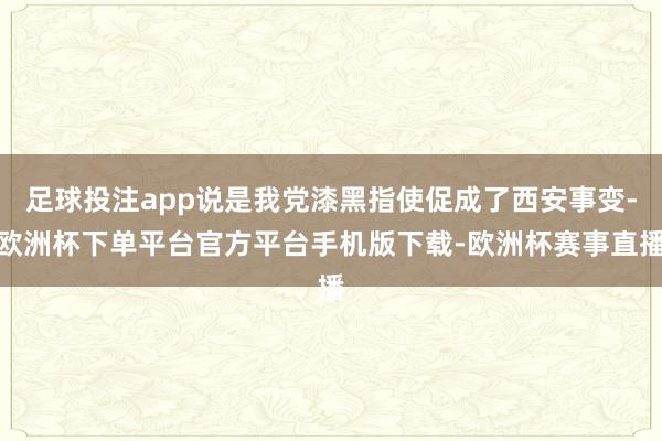 足球投注app说是我党漆黑指使促成了西安事变-欧洲杯下单平台官方平台手机版下载-欧洲杯赛事直播