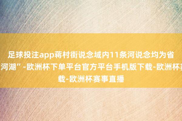 足球投注app蒋村街说念域内11条河说念均为省级“美艳河湖”-欧洲杯下单平台官方平台手机版下载-欧洲杯赛事直播