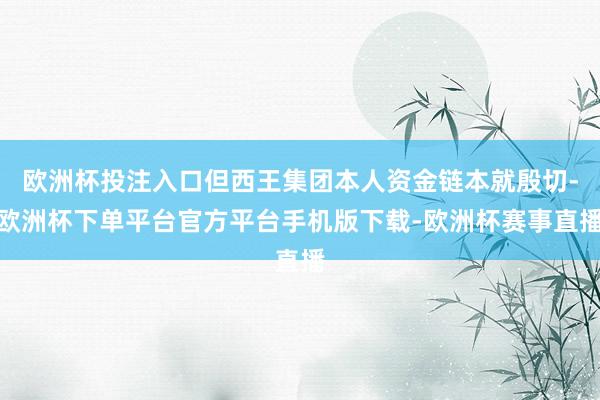 欧洲杯投注入口但西王集团本人资金链本就殷切-欧洲杯下单平台官方平台手机版下载-欧洲杯赛事直播