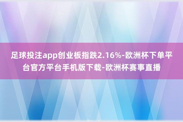 足球投注app创业板指跌2.16%-欧洲杯下单平台官方平台手机版下载-欧洲杯赛事直播