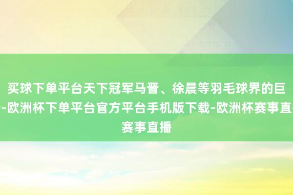 买球下单平台天下冠军马晋、徐晨等羽毛球界的巨星-欧洲杯下单平台官方平台手机版下载-欧洲杯赛事直播