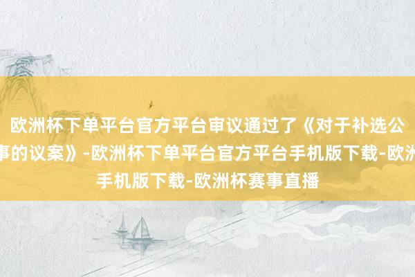 欧洲杯下单平台官方平台审议通过了《对于补选公司非独处董事的议案》-欧洲杯下单平台官方平台手机版下载-欧洲杯赛事直播